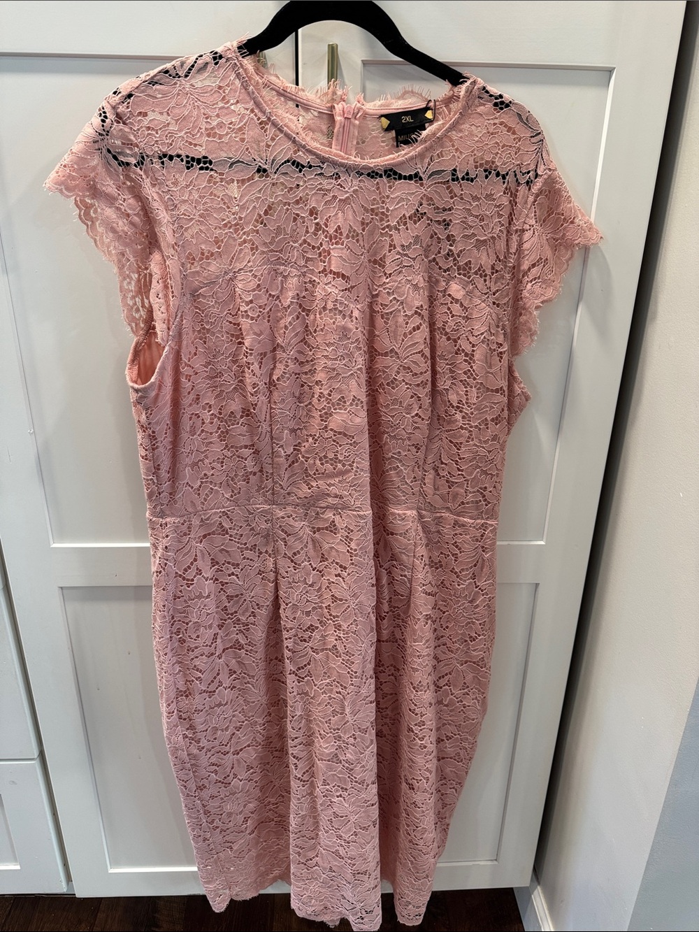 Zara Blush Pink Lace Midi Dress